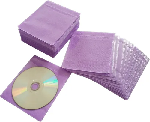 Vista 10 de Fundas para CD/DVD/BluRay, funda de plástico de repuesto de doble cara para carpetas de almacenamiento de CD y DVD, paquete de 100 unidades (azul)