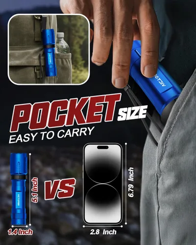 Vista 8 de Victoper Red Rechargeabe Flashlight 2 Pack, High Lumens 5 Modes LED Bright Tactical Flashlights, Waterproof Zoomable Flash Light for Outdoor, Gifts