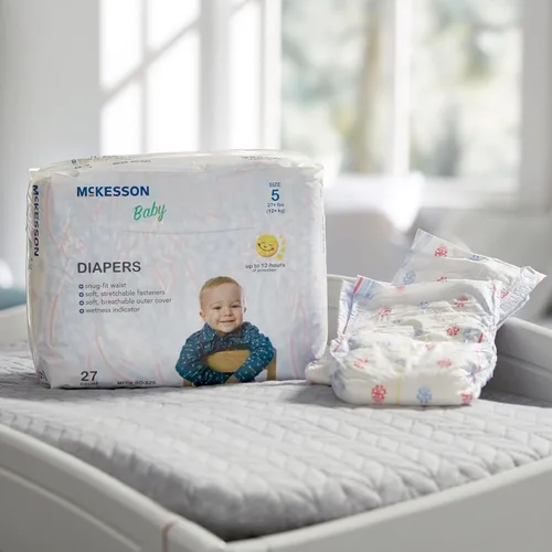 Vista 8 de McKesson Pañales para bebé, talla 5 (más de 27 libras), 27 unidades, 1 paquete
