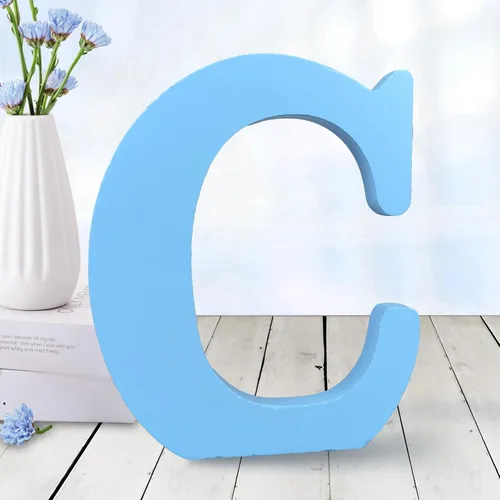 Vista 14 de AOCEAN - Letras de madera azul de 6 pulgadas, letras de madera sin terminar para decoración de pared, letras decorativas en pie, cortes de letras