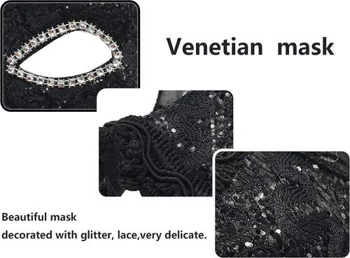 Vista 2 de Geek-mDisfraz para Halloween Encaje Con Rhinestone de máscara veneciana mujer Masquerade Máscara