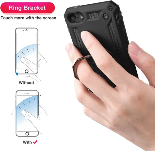 Vista 4 de IDweel Funda para iPod Touch 7, para iPod Touch 6 con soporte para automóvil, funda protectora híbrida resistente a prueba de golpes con soporte