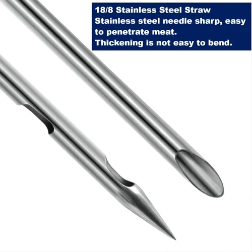 Vista 3 de Baster - Baster para pavo, jeringa para cocinar, con cepillo de limpieza, cepillo de barbacoa y agujas de adobo, acero inoxidable para pavo