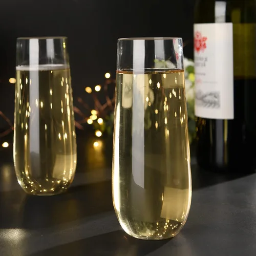 Vista 6 de hotder Copas de champán de plástico 100% Tritan, copas de champán sin tallo de 12 onzas, copas de champán de plástico, inastillables, reciclables