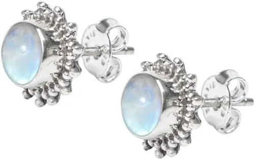 Vista 4 de Aretes tipo dormilona hechos a mano de plata de ley 925 para mujeres y niñas, regalos de Navidad