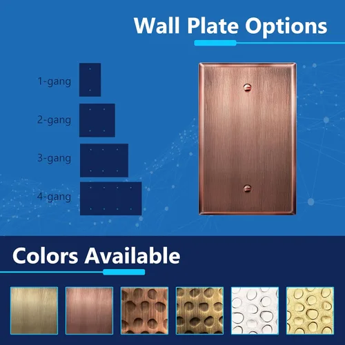 Vista 4 de LIDER Placa de pared de metal en blanco, cubierta de salida en blanco de acero inoxidable, resistente a la corrosión, tamaño mediano de 1 banda