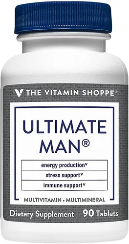 The Vitamin Shoppe Ultimate Man Multivitamínico diario de alta potencia con mezcla de energía, nutrición completa para hombres (90 tabletas)