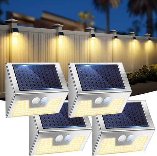 Vista 19 de vighep Paquete de 12 luces solares con sensor de movimiento para exteriores, luces impermeables para valla con 3 modos de iluminación, luces LED