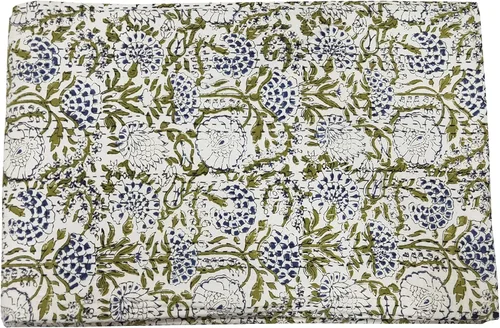 Vista 4 de Colcha de algodón hecha a mano india Kantha, colcha de algodón hecha a mano india a mano, estampado floral, Kantha, sábana Gudari Queen