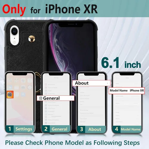 Vista 2 de Funda tipo cartera para iPhone XR10R con tarjetero de crédito, funda protectora de cuero a prueba de golpes compatible con anillo de rotación de 360