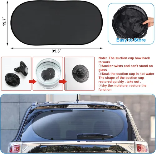 Vista 3 de 5 Pack de protectores de ventana universales para automóvil, juego de protectores de ventana de coche con malla elástica transpirable, mosquitero