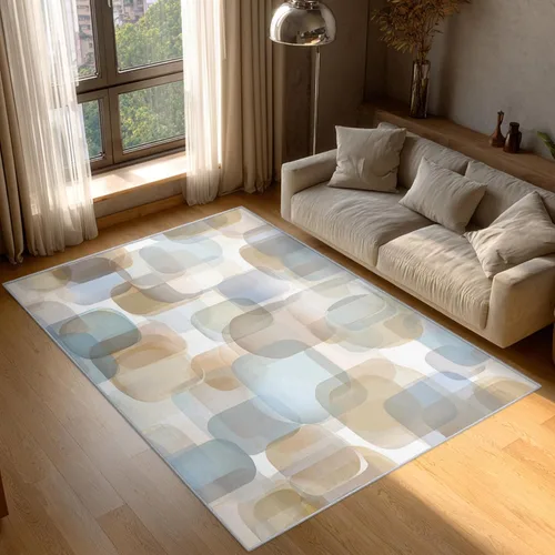 Vista 4 de 2x3 Mid Century Modern Throw Rugs for Entryway, Washable Watercolor Geometric Pattern Indoor Door Mat, Bedroom Kitchen Entrance, Non Slip Soft Thin