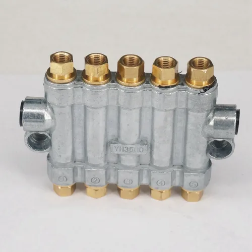 Vista 2 de en M8x1 hacia fuera M10x1 5 Maneras Aluminio Lube Pistón Distribuidor Valor Bloque de Colector de Valor para Sistema de Lubricación Centralizado