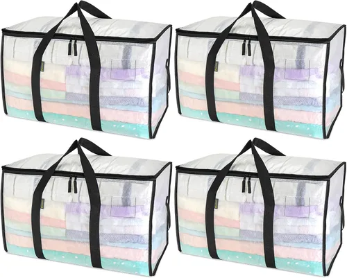 Vista 32 de BALEINE 2 unidades de bolsas de mudanza extragrandes con asas reforzadas, bolsas de almacenamiento resistentes para suministros de mudanza, camping