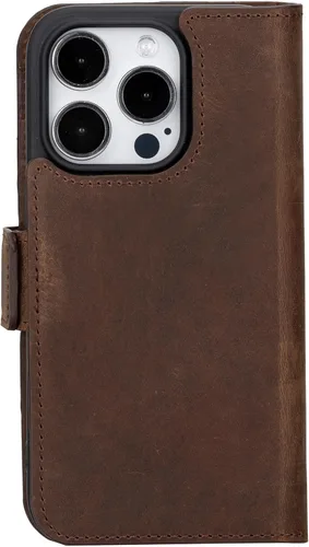 Vista 7 de Bayelon Cartera de cuero Cas para iPhone 15 Pro - Funda con tapa abatible, funda tipo cartera para iPhone 15 Pro, funda tipo cartera, función atril