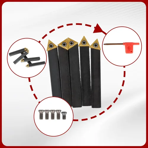 Vista 7 de findmall 5 unids 1/2 pulgada torno de carburo indexable Torno de torneado de herramientas de torno de metal herramientas inserta bits con insertos