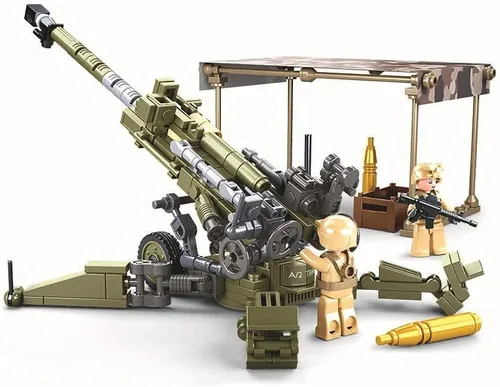 Flak - Pistola antitanque, juegos de ladrillos militares, compatible con la marca principal, bloque de construcción de la serie Army con 2 figuras