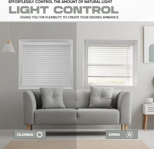 Vista 3 de Persiana de Madera Sintética Blanca Ultra Premium de 2 12" (2.5") Pulgadas, 22 12" de Ancho x 64" de Largo