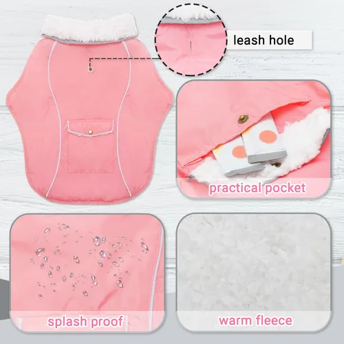 Vista 3 de Abrigo de Invierno para Perro - Ropa Cálida para Perro para Lluvia Nieve Viento Clima Frío - Chaleco Chaqueta para Mascotas Reflectante Ajustable