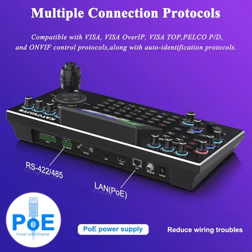 Vista 2 de KATOVJJTS PTZ Camera Controller with 5.5" LCD Screen Preview, 4K UHD Input/Output Supported, 4D Joystick IP NDI Camera Controller for Worship Church