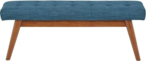 Vista 5 de Yaxa Basics - Banco moderno tapizado con botones capitoné Haraden, azul, 16 x 44 x 17 pulgadas