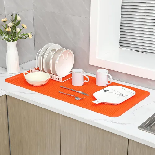 Vista 306 de MicoYang Alfombrilla de Silicona para Secar Platos de Múltiples Usos, Fácil de Limpiar, Ecológica, Alfombrilla de Silicona Resistente al Calor