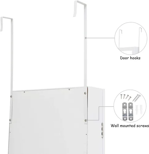 Vista 4 de Giantex - Armario de pared con espejo para puerta de pared con espejo de longitud completa color blanco
