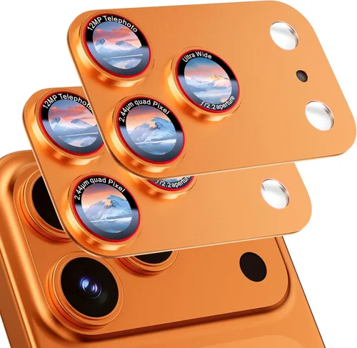 Vista 9 de HelloDeere Protector de lente de cámara de vidrio templado de alta alúmina 9H para lente de iPhone 17 Pro, grado militar inastillable con fuerte