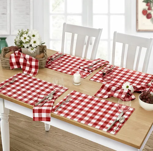 Vista 13 de Home Bargains Plus Country Rustic Buffalo - Manteles individuales de tela de algodón a cuadros, de fácil cuidado, juego de 4 manteles individuales