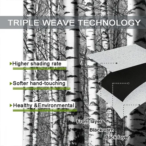Vista 7 de Cortinas opacas de abedul blanco y negro, bosque de abedul blanco, decoración abstracta del tronco, cortina de puerta para dormitorio, baño, sala