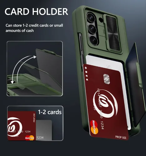 Vista 3 de GBEE Funda para Samsung Galaxy Z Fold 5 con tarjetero, soporte y cubierta para cámara deslizante, protección de bisagra y protector de pantalla