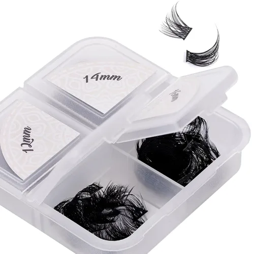 Vista 9 de Pestañas de anime con forma de pluma, extensiones de racimo de pestañas naturales de manga individual