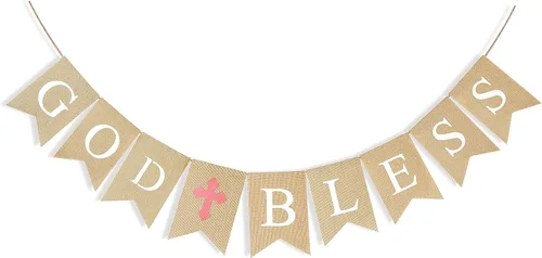 Vista 9 de CHRORINE Kit de pancartas de la primera comunión, decoraciones de bautismo para niños y niñas, decoraciones de confirmación de primera comunión