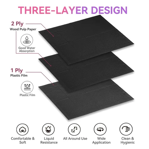 Vista 4 de Makartt Alfombrillas de uñas desechables: 20 piezas de toallas de papel de uñas plegables para mesa, hoja de práctica acrílica de 3 capas