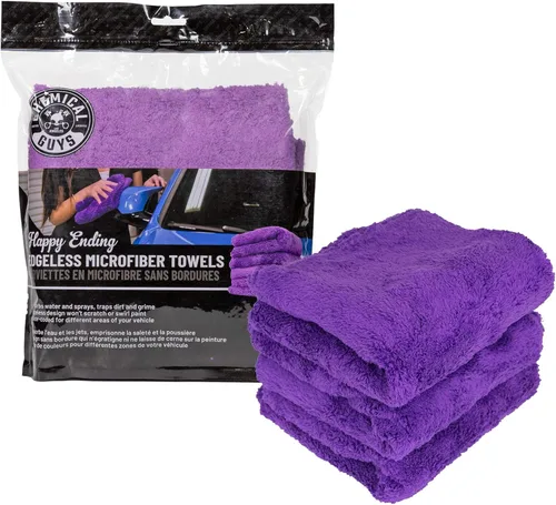 Vista 4 de Chemical Guys MIC34803 Toalla de microfibra sin bordes Happy Ending Ultra Plush, púrpura (40,6 x 40,6 cm)