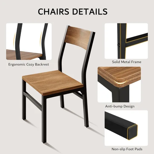 Vista 30 de iPormis Juego de mesa de comedor de 7 piezas con 6 sillas, mesa de cocina extensible de 63 pulgadas y sillas para 4-6, mesa de comedor con marco