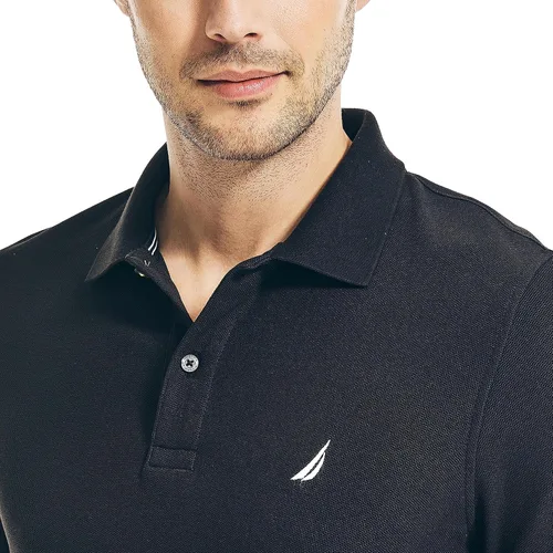 Vista 3 de Nautica playera polo clásica de mangas cortas, color sólido, para hombre