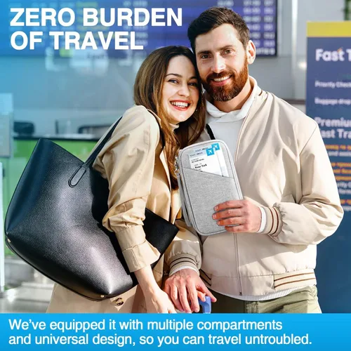 Vista 7 de Cartera para pasaporte familiar para mujer, con bloqueo Rfid para pasaporte, carteras de primera calidad esenciales de viaje, bolsa impermeable