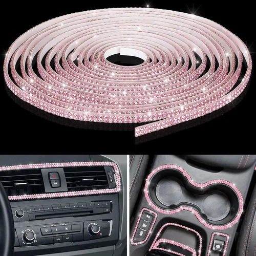 Vista 9 de Kingdder Moldura Brillante para Auto de 16.4 Pies Autoadhesiva con Cristales de Strass Brillantes Accesorios de Interior y Exterior de Auto