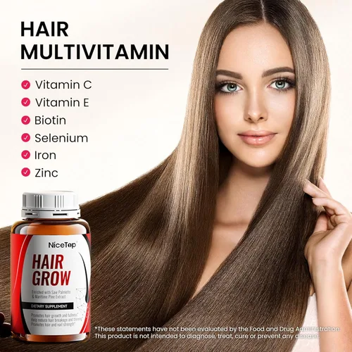 Vista 7 de Suplemento para el crecimiento del cabello, apoyo para el cuidado del cabello para fortaleza, crecimiento de espesor, con biotina vitamina A, C, E