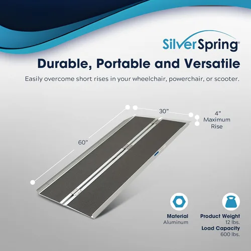 Vista 3 de Rampa plegable de aluminio para silla de ruedas Silver Spring SCGPLUS-5 Plus de 5 pies x 29 pulgadas