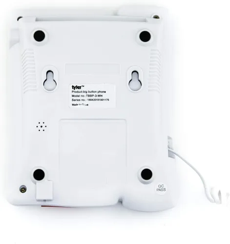 Vista 7 de Tyler TBBP-3-WH Teléfono con cable de botón grande con altavoz para personas mayores y facilidad de uso