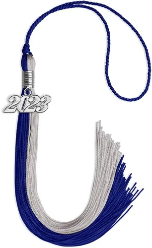 Vista 141 de Endea Graduation Borla de doble color con gota de fecha plateada (negro/oro antiguo, 2025)