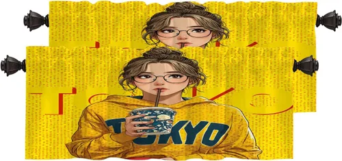 Vista 53 de Maritime Ocean Cafe Curtains,Anchors Nautical Art Blackout Tier Curtain Multilayer Polyester Short Kitchen Drapes 2 Pack 26X24 Inches