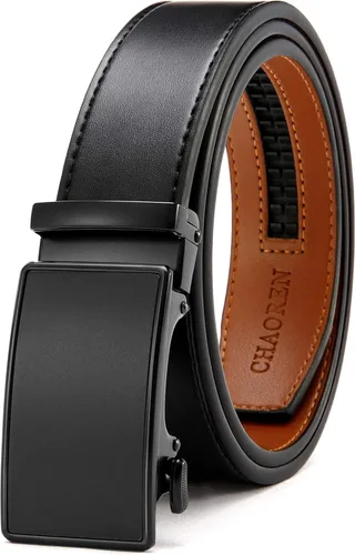 CHAOREN Cinturón para hombre de cuero con trinquete - Ajuste personalizable, estilo sin esfuerzo (35 mm)