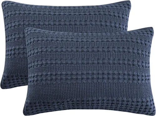 Vista 65 de PHF Fundas de almohada con tejido de gofre de 24" x 24", paquete de 2, funda de almohada cuadrada 100% algodón para decoración de ropa de cama, sin