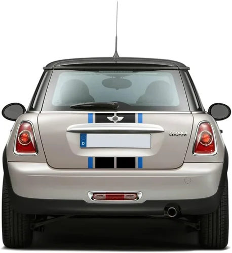 Vista 3 de Adhesivos de vinilo para capó de capó negro y azul a rayas para maletero trasero del motor para Mini Cooper de 3 puertas Hatchback R56 2007-2013