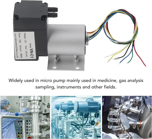 Vista 6 de Bomba de vacío micro DC12V 10W Mini compresor de aire Bomba de diafragma de aceite Bomba de vacío sin escobillas 15L por tarifa mínima