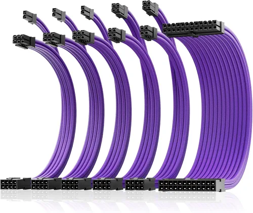 Vista 17 de AsiaHorse Cable con funda de fuente de alimentación profesional 16 AWG, cable de extensión de fuente de alimentación blanco, kit de doble EPS de 1 x