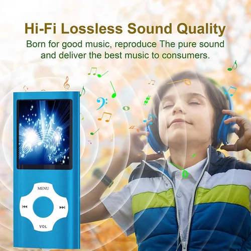 Vista 6 de Hotechs Slim Design MP3 Player MP4 Player with 32GB Memory Card Digital LCD Display 1.8 Inch Display FM Radio